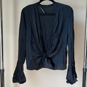Zara Satin Bell Sleeve Cardigan